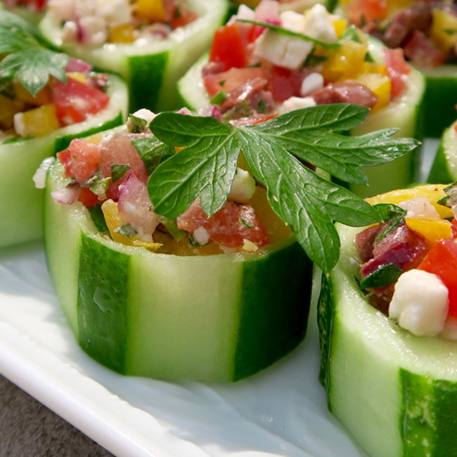 Image of pico de gallo cucumber bites