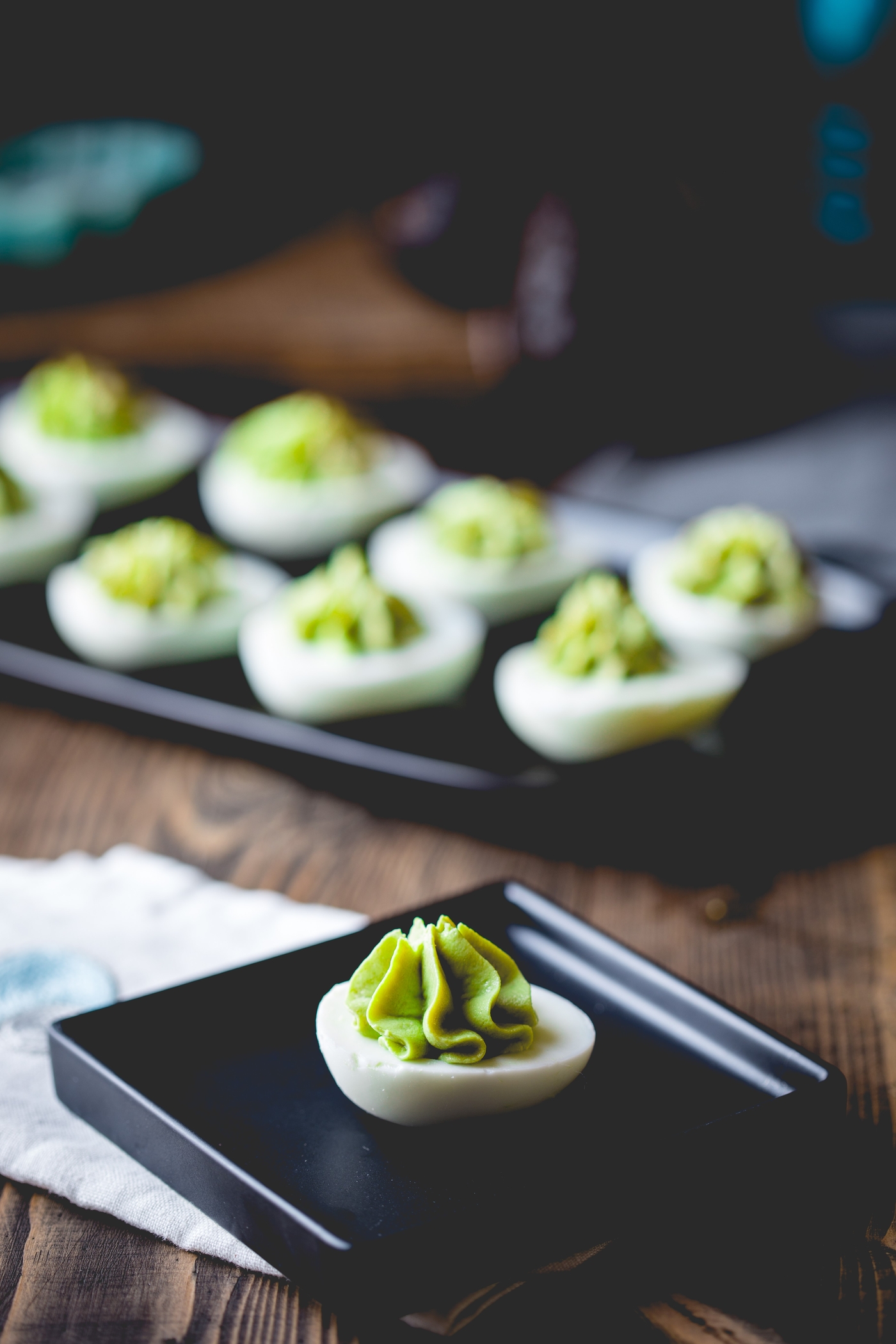 Avocado Cheddar Deviled Eggs
