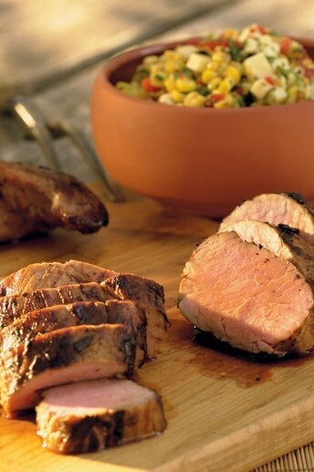 Image of Beer-Marinated Pork Tenderloin with Charred Corn-Cheddar Relish