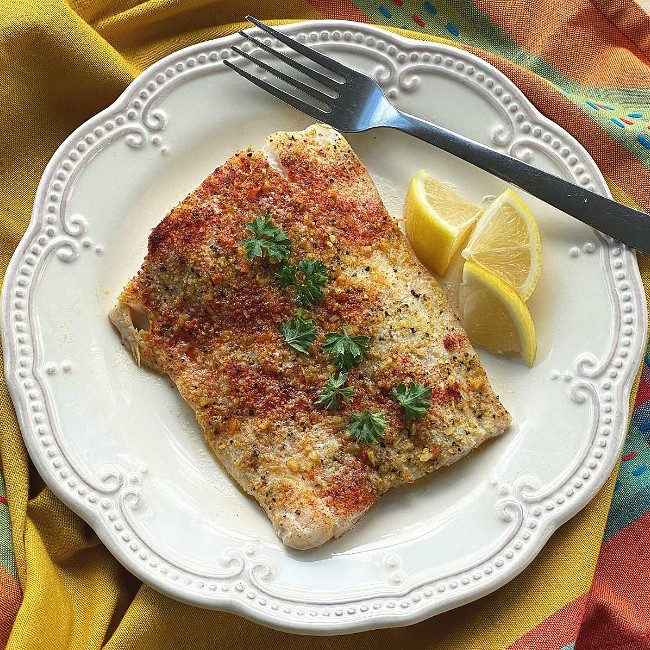 Image of Baked Corvina Recipe with Lemon Pepper Crust