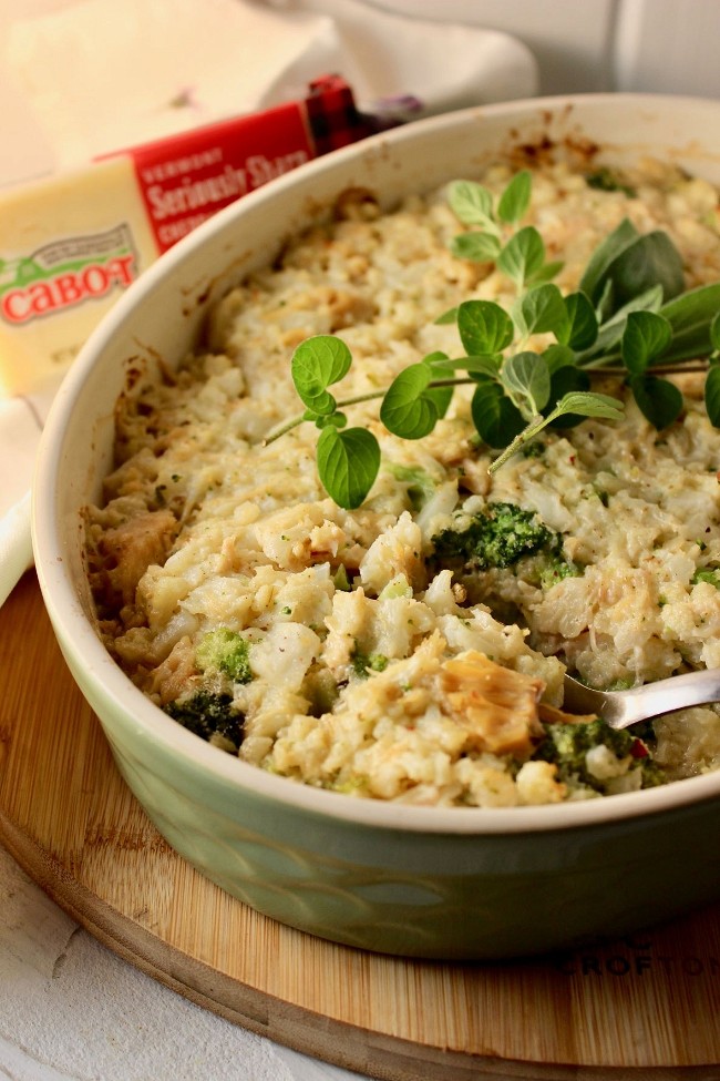 Image of Broccoli, Chicken, and Cauliflower “Rice” Casserole