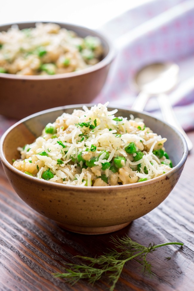 Image of Brown Rice Risotto with Peas & Cheddar
