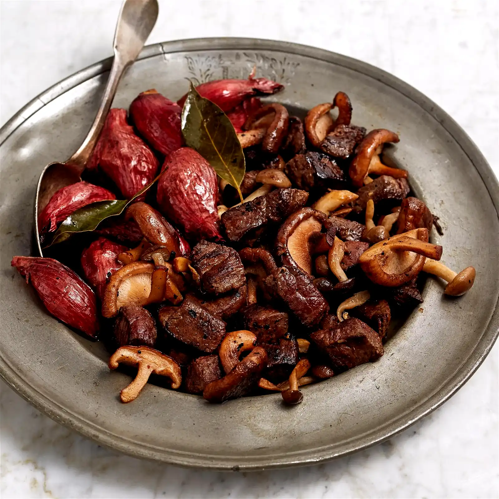 Image of Beef Tenderloin Tips with Shiitake Mushrooms and Roasted Shallots