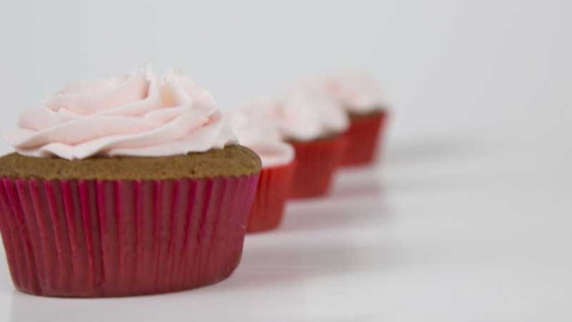 Image of Strawberries Cupcakes, Brown Sugar, and Rose Liquor Frosting