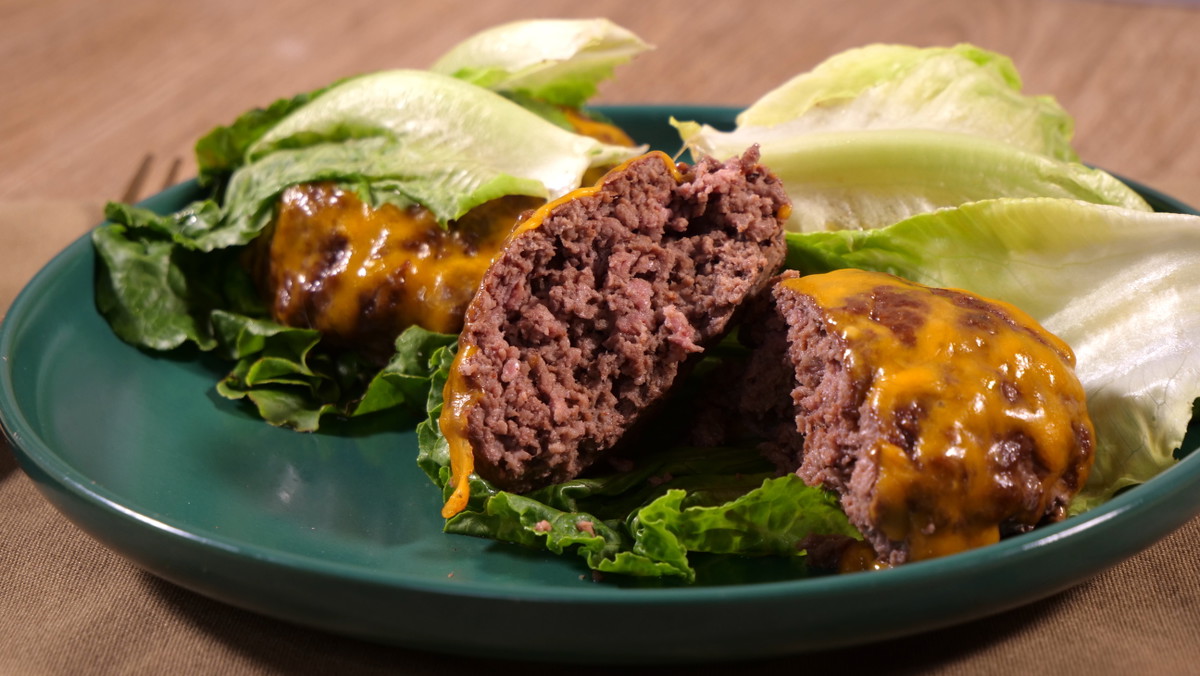 Air fryer Lettuce Wrap Cheeseburger