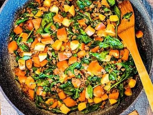 Image of Sausage, Butternut & Apple Skillet Breakfast