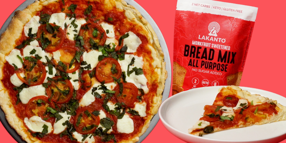 Keto Margherita Pizza (with Lakanto Bread Mix)