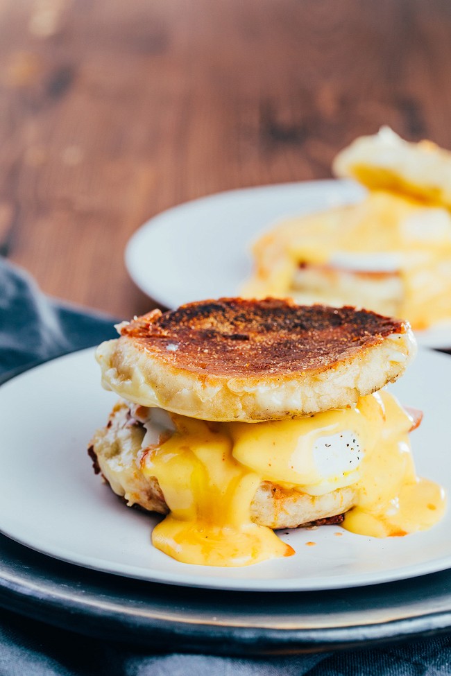 Image of Cheesy Eggs Benedict Grilled Cheese with Hollandaise Sauce