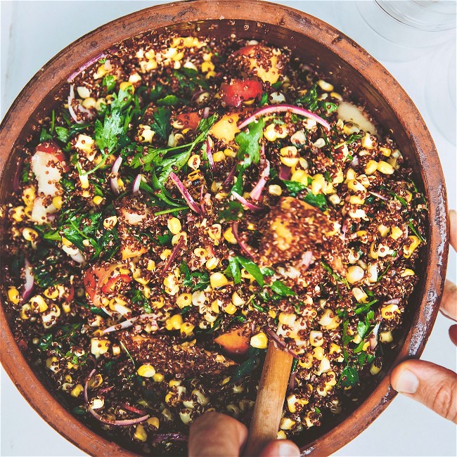 Image of Grains with Roasted Corn and Peaches