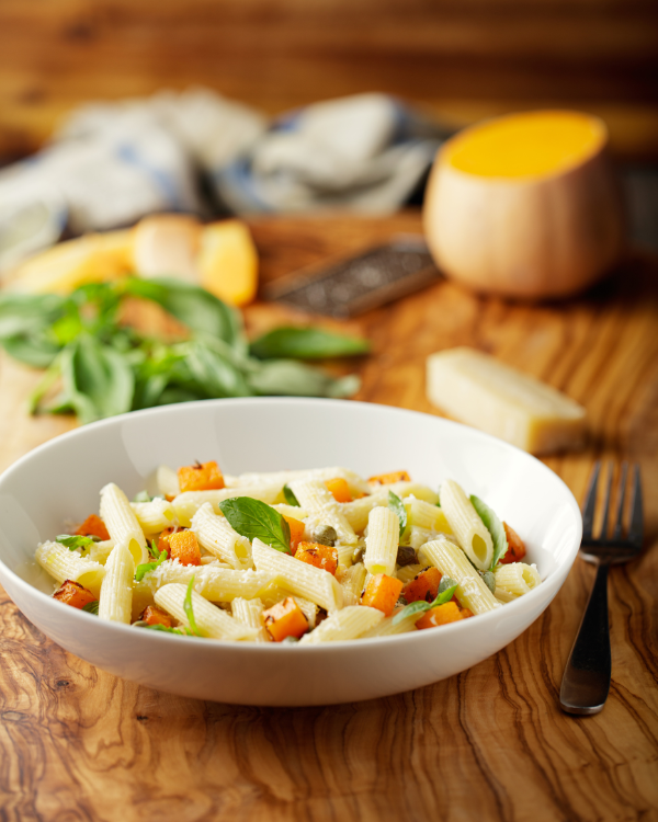 Image of Roasted Butternut Squash Pasta with Creamy Walnut Pesto