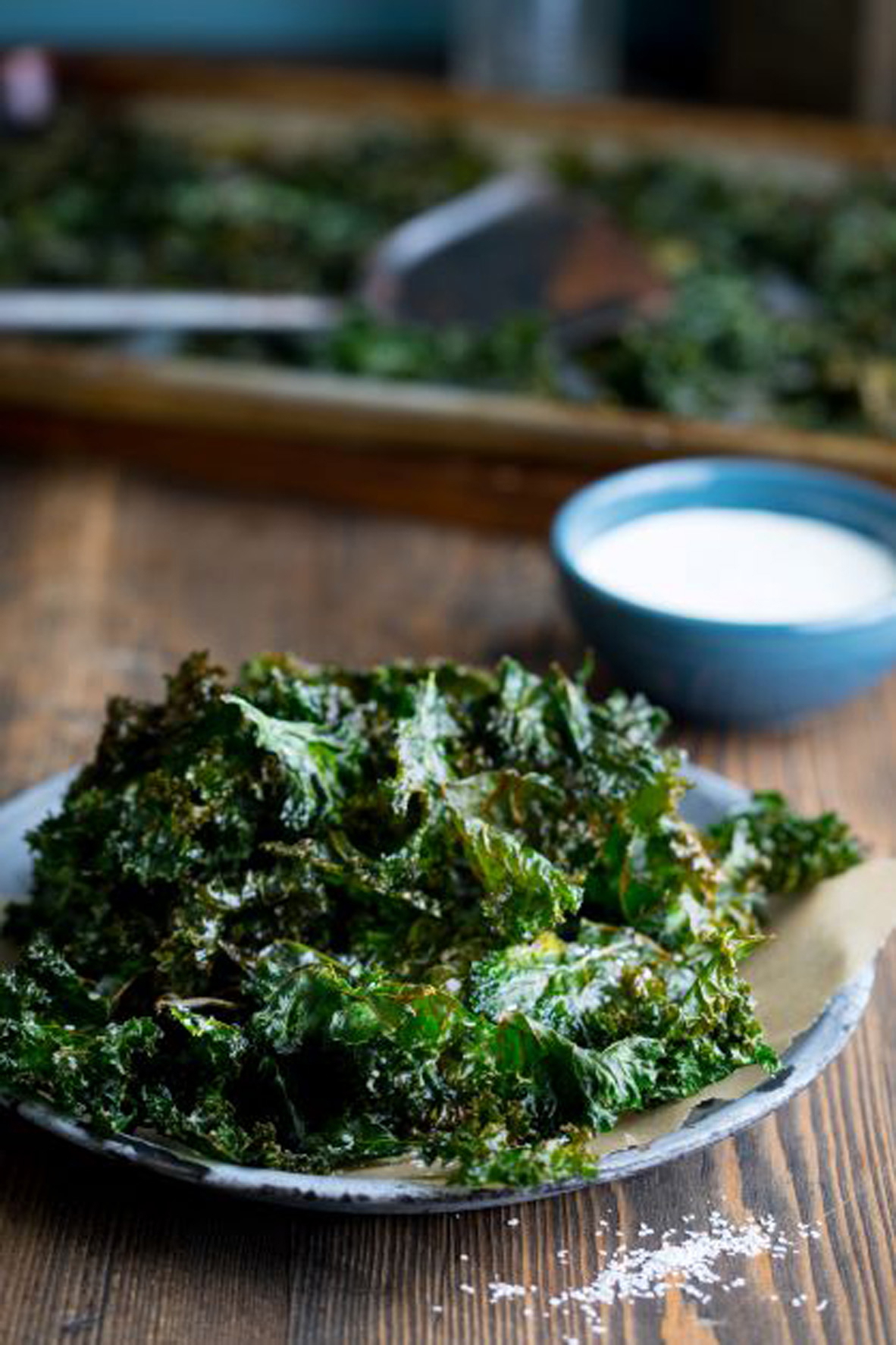 Crispy Kale Chips with Greek Yogurt Dip