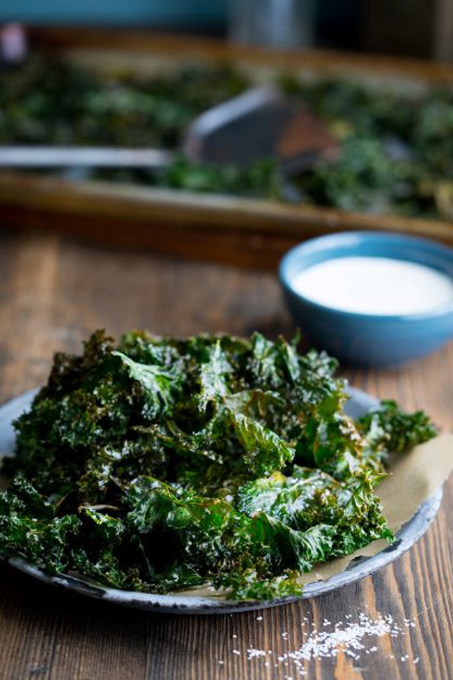 Image of Crispy Kale Chips with Greek Yogurt Dip