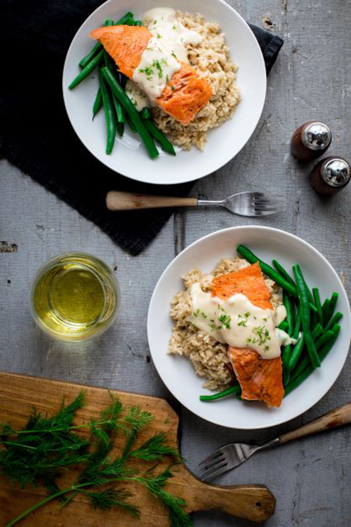 Crispy Seared Salmon with White Wine Cheddar Sauce
