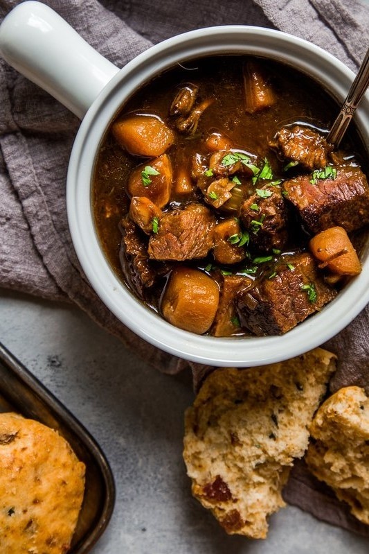 Image of Dark Beer Braised Short Rib Stew with Winter Root Vegetables