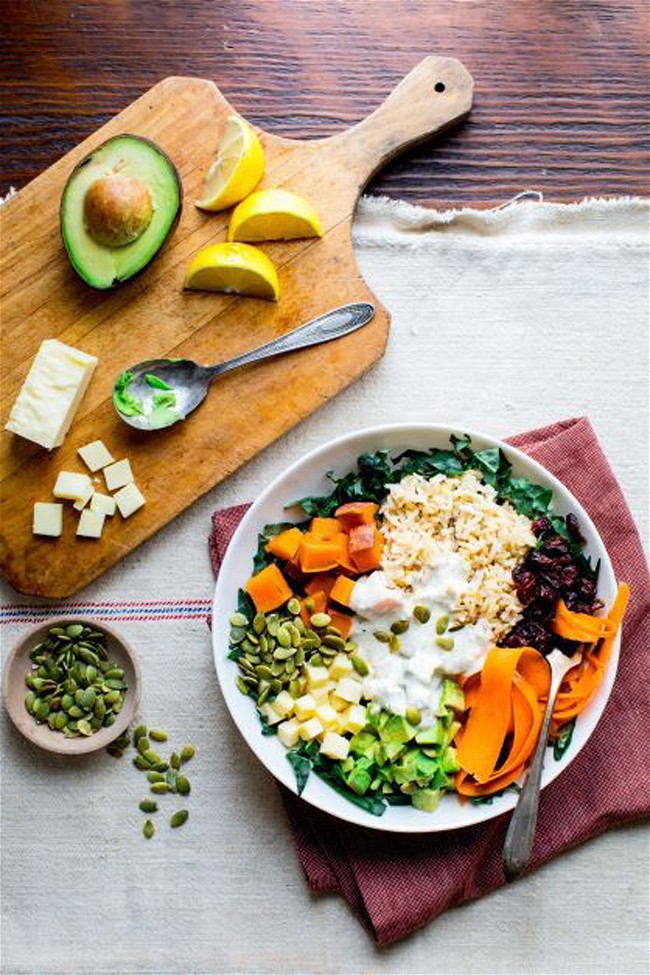 Image of Dried Cranberry, Sweet Potato, and Brown Rice Buddha Bowls