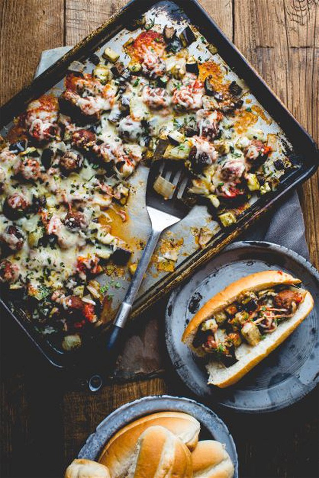 Image of Eggplant, Portobello and Meatball Parm Dinner