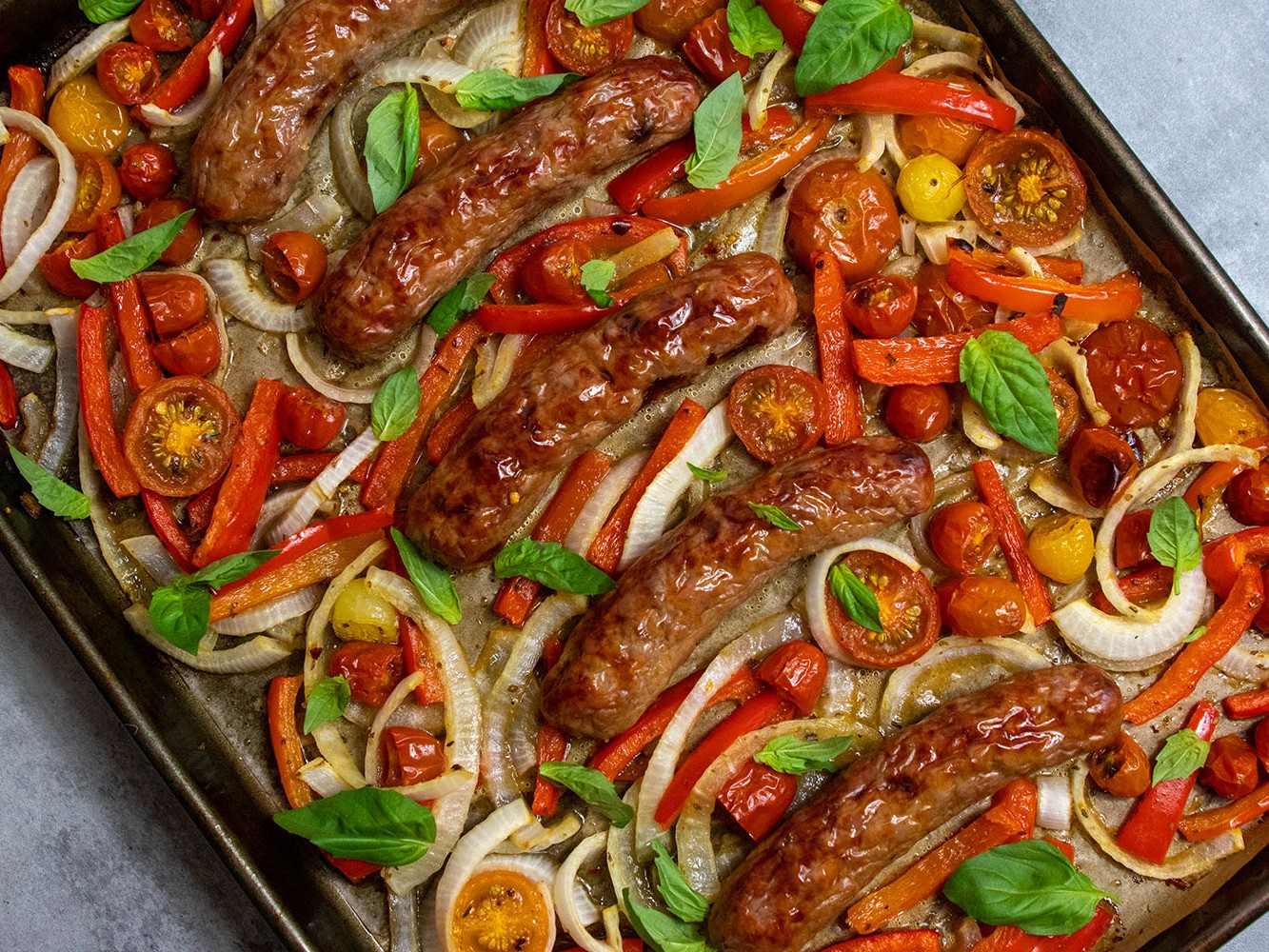 Sheet Pan Turkey Sausage and Peppers