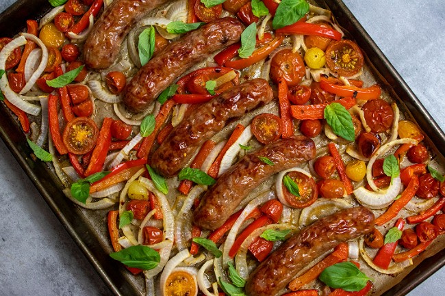 Image of Sheet Pan Sausage And Peppers