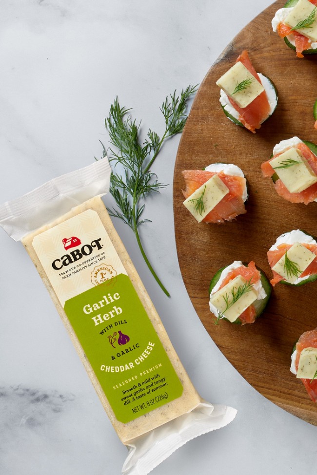 Image of Garlic Herb Cheddar & Cucumber Salmon Bites