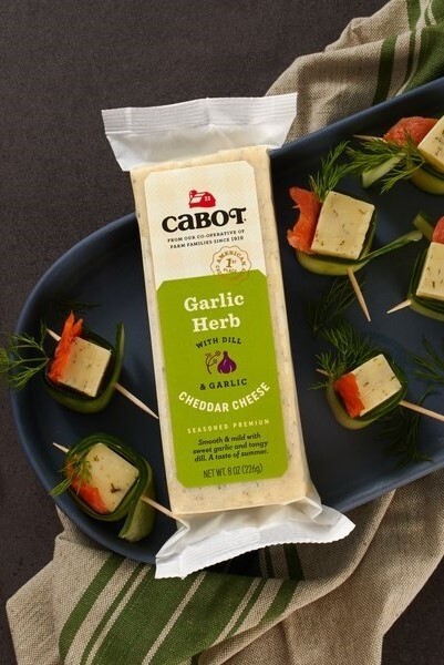 Image of Garlic Herb Cheddar & Smoked Salmon Cucumber Roll