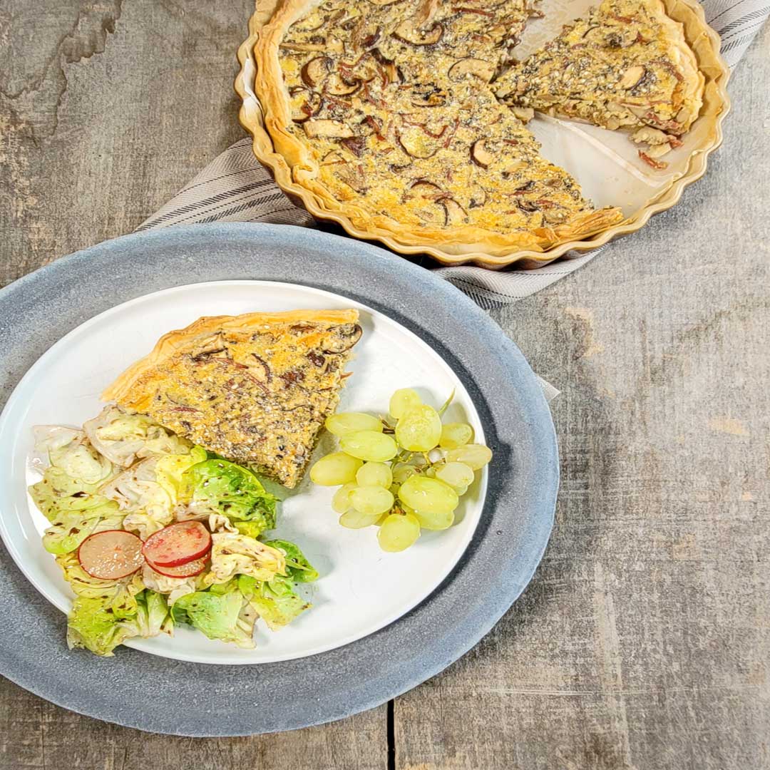 Pilzquiche mit Kürbiskernpesto, würzig, aromatisch & einfach gemacht