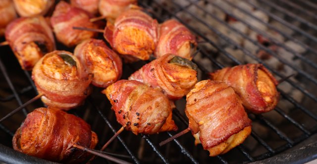 Image of Place the bacon wrapped bites on the cool side of...