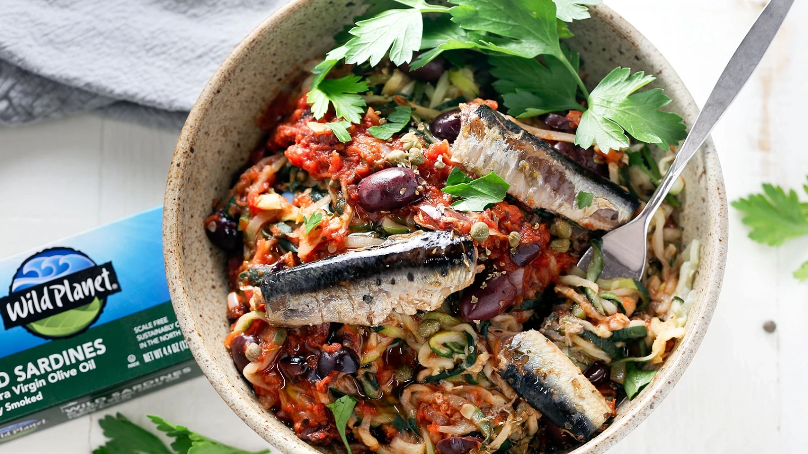 Sardine Puttanesca with Zoodles | Wild Planet Foods recipe