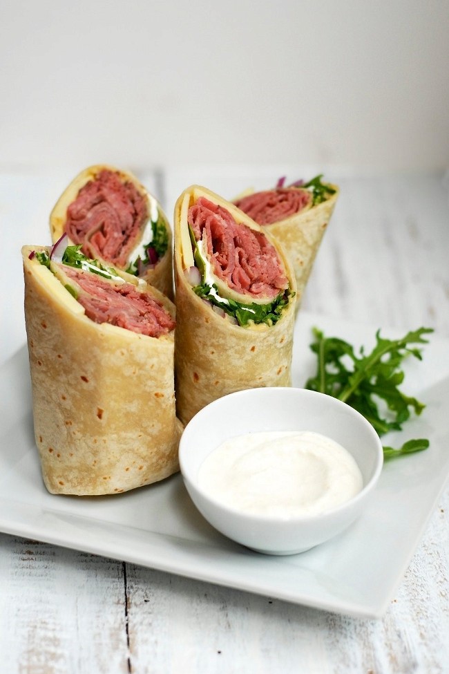 Image of Horseradish and Hummus Roast Beef Wraps