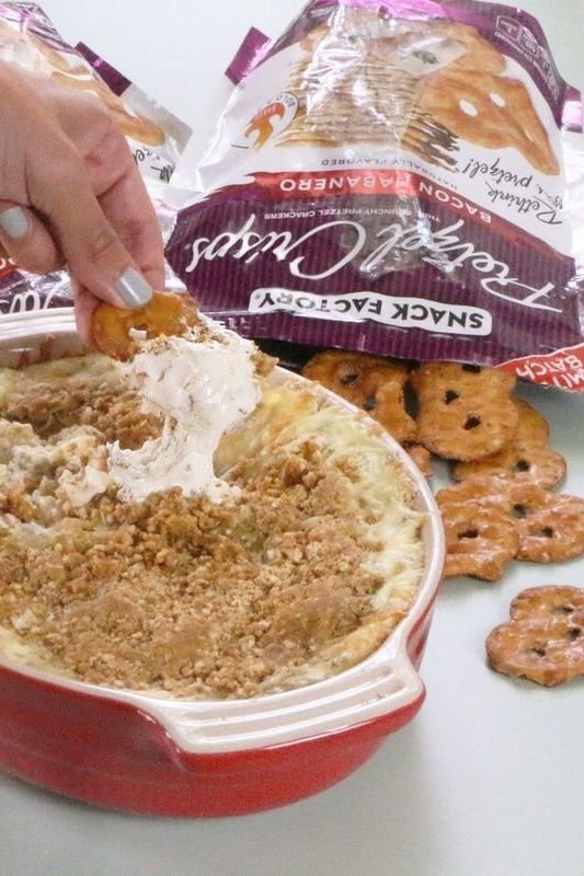Image of Hot Garlic Cheese Dip with Pretzel Crumb Topping