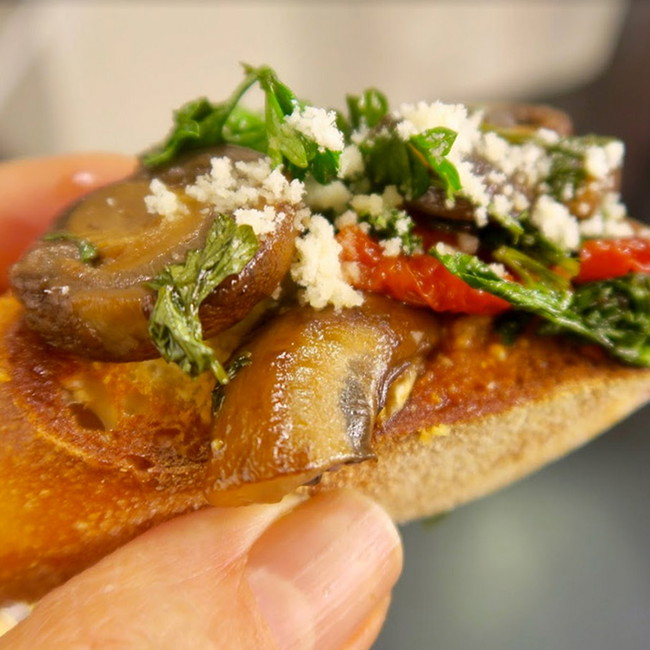 Image of bruschetta with mushroom and sun dried tomato