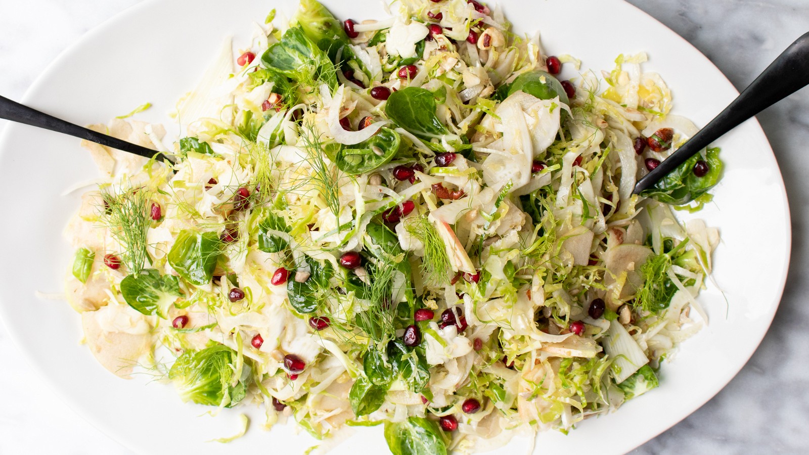 Image of Apple, Pomegranate, and Shaved Brussels Sprouts Salad