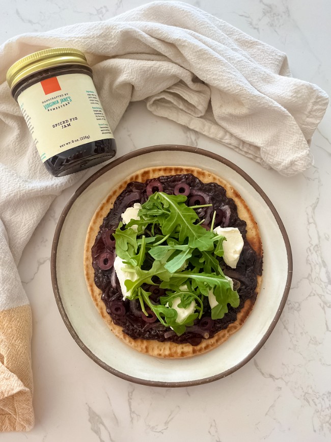 Image of Spiced Fig Jam Pizza with Goat Cheese, Radicchio, and Caramelized Onions