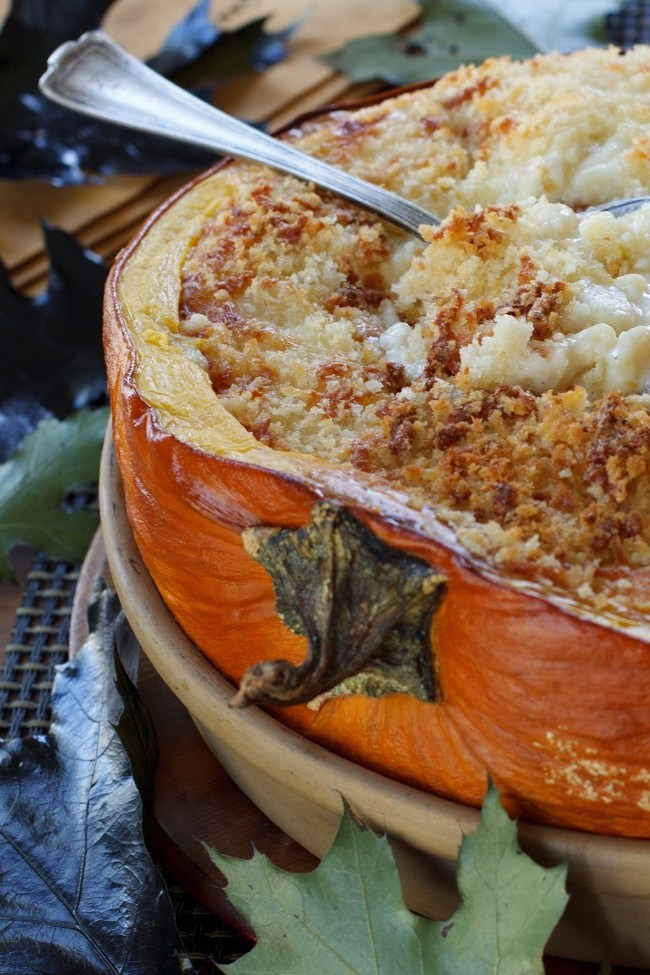 Image of Mac & Cheese Baked in a Pumpkin