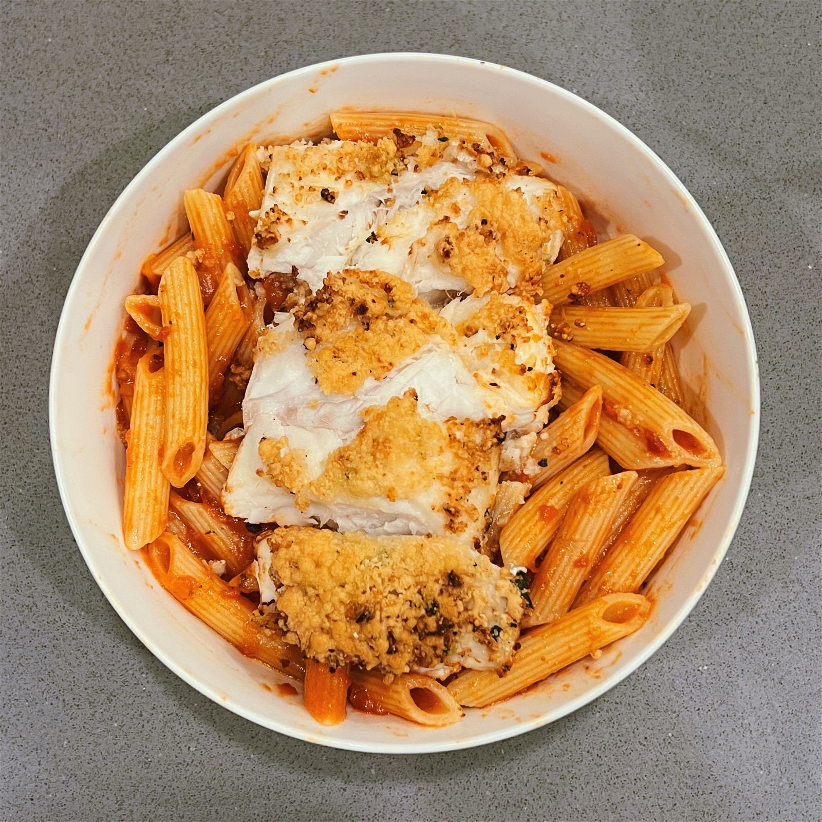 Penne Rosa with Parmesan Crusted Chicken