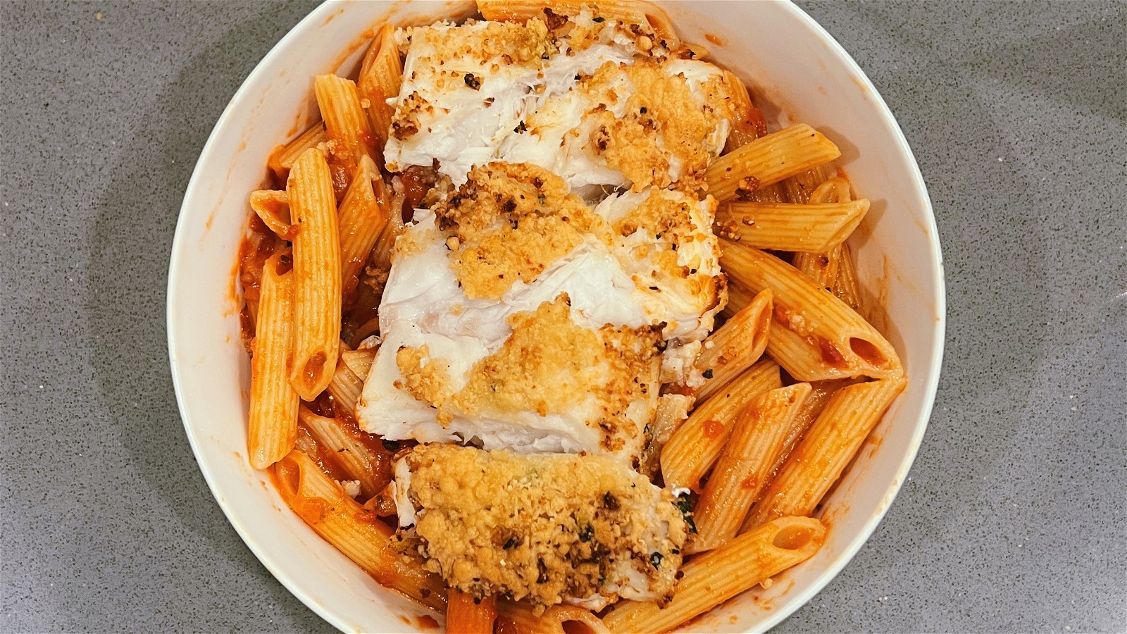 Image of Parmesan Crusted Halibut with Penne