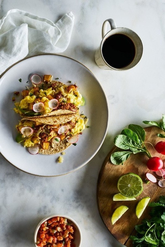 Image of Potato, Cheddar, and Chorizo Breakfast Tacos