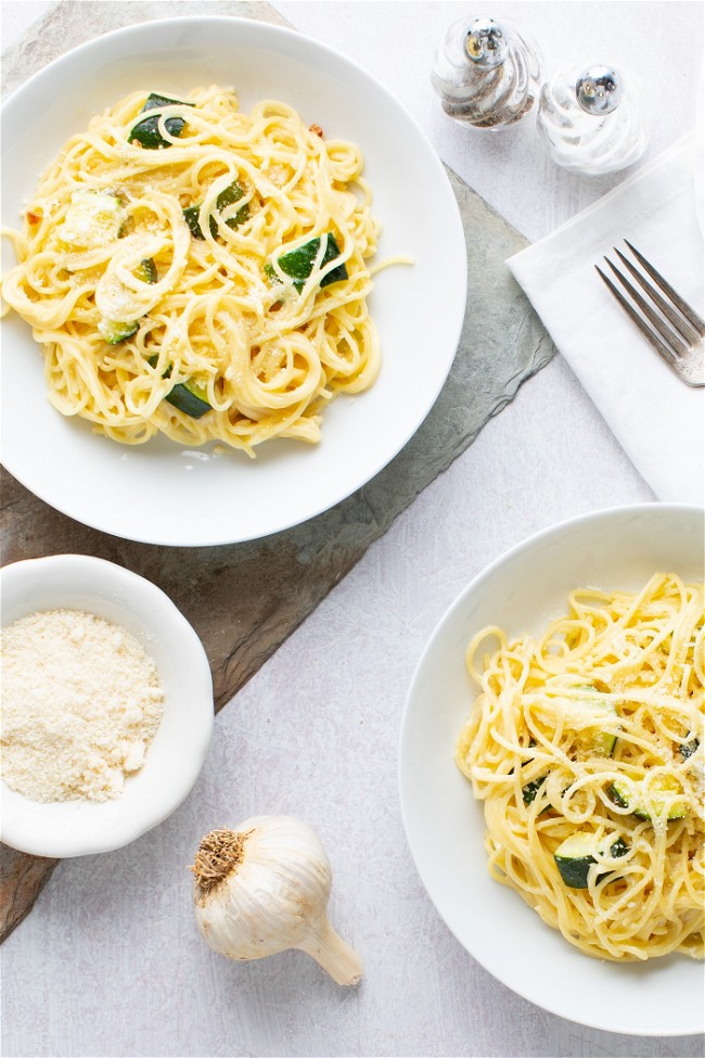 Image of Spaghetti & Zucchini in Creamy Parmesan Sauce