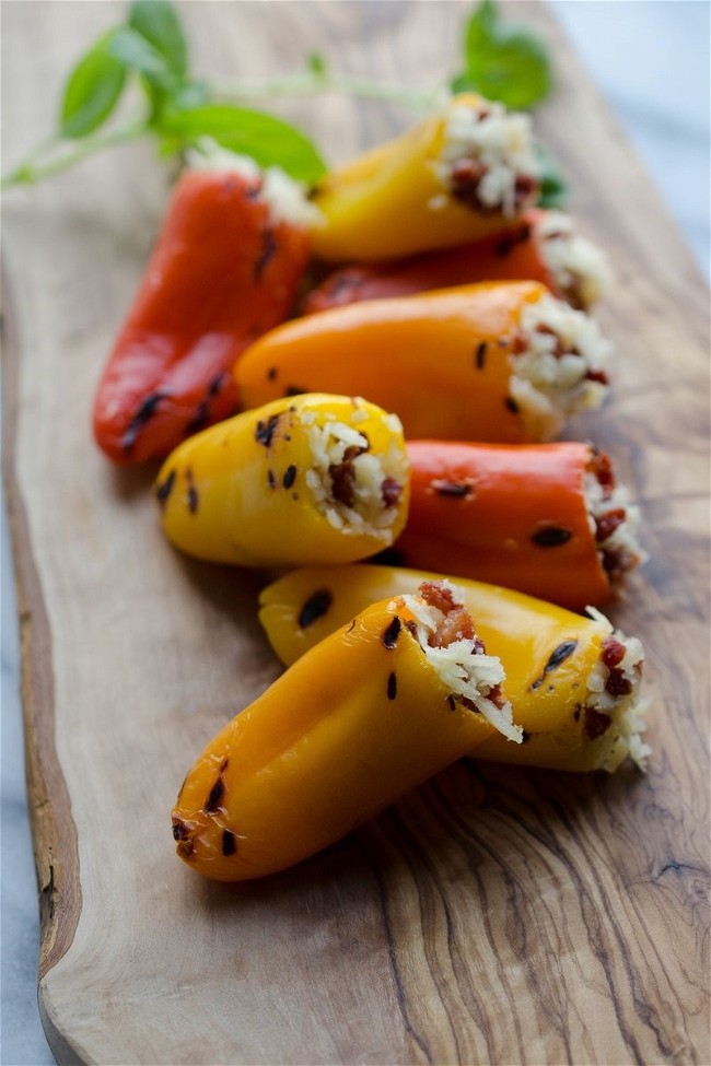 Image of Stuffed Sweet Peppers with Pancetta & Cheddar