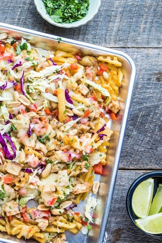 Image of Waffle Fry Nachos with Thai Chicken