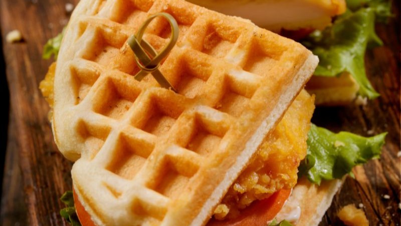 Image of Maple Bourbon Chicken & Waffle Sandwich