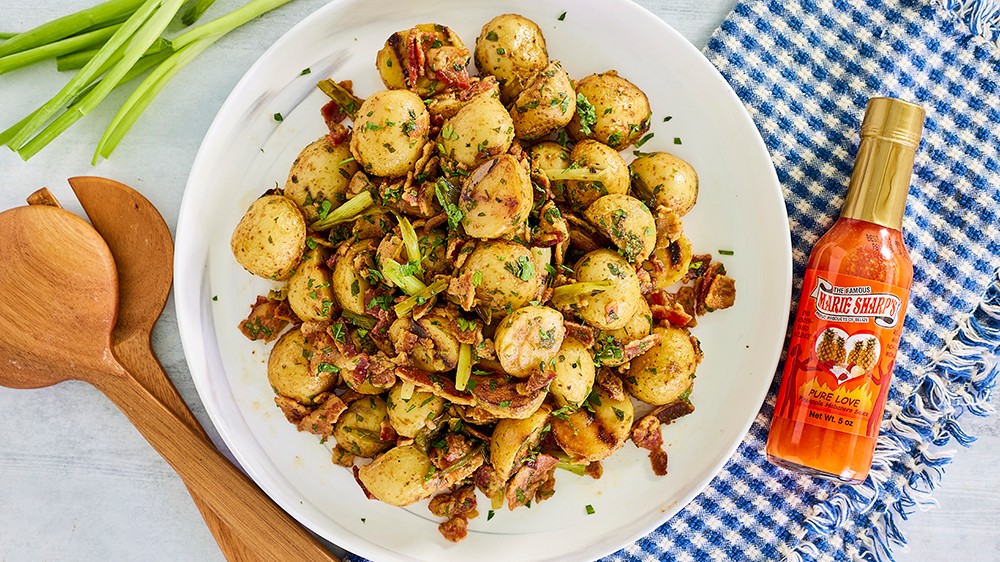 Image of Grilled Potato Salad Recipe with Pineapple Bacon Vinaigrette 