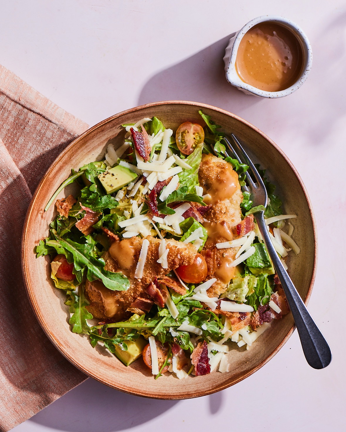 Honey Dijon Salad with Crispy Chicken