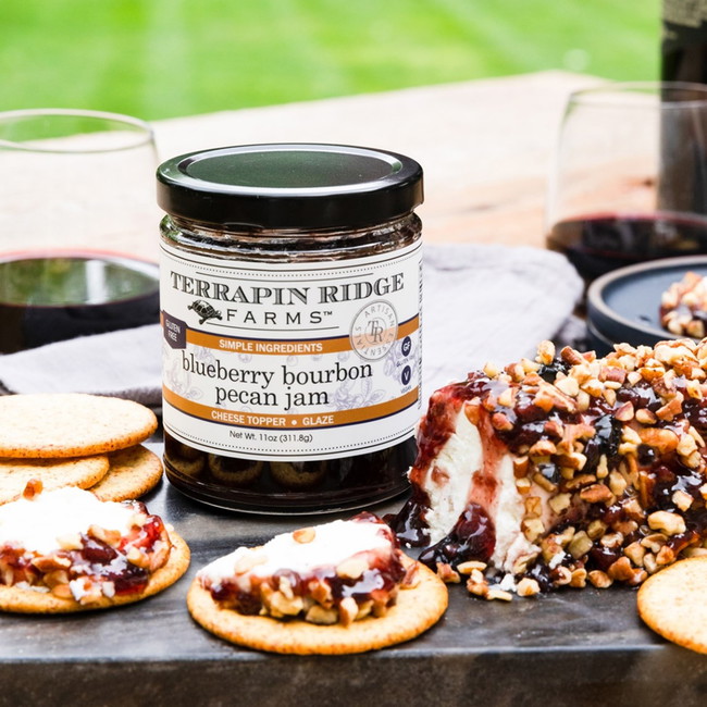 Blueberry Bourbon Pecan Goat Cheese Log