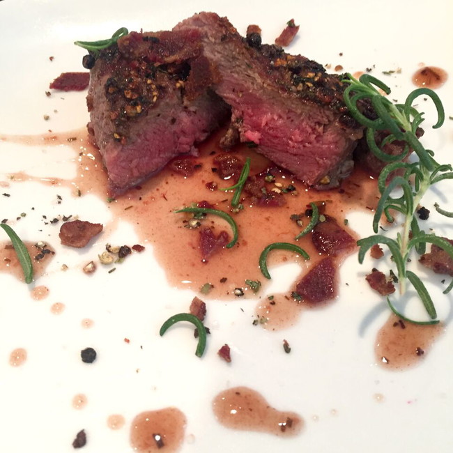 Tart Cherry, Apple and Rosemary Glazed Filet Mignon