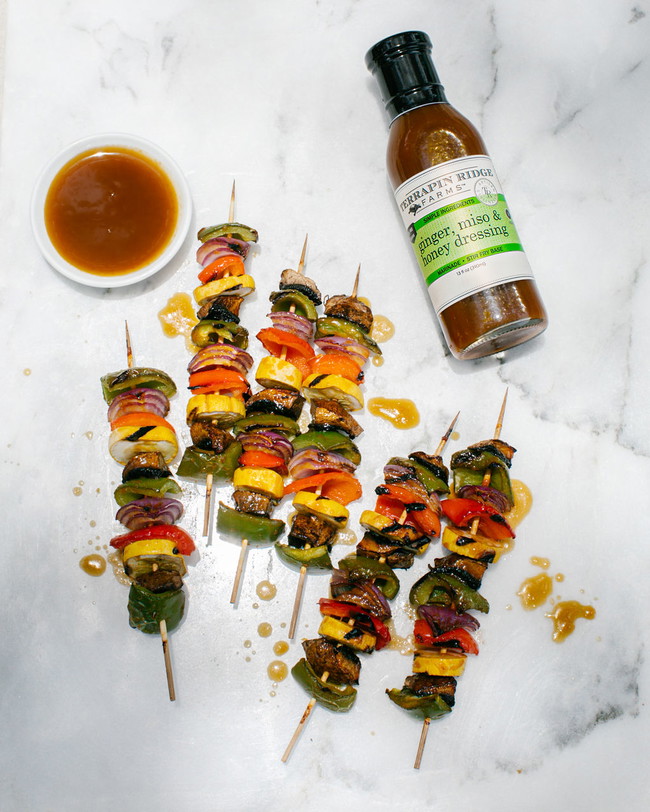Ginger, Miso and Honey Vegetable Kebabs