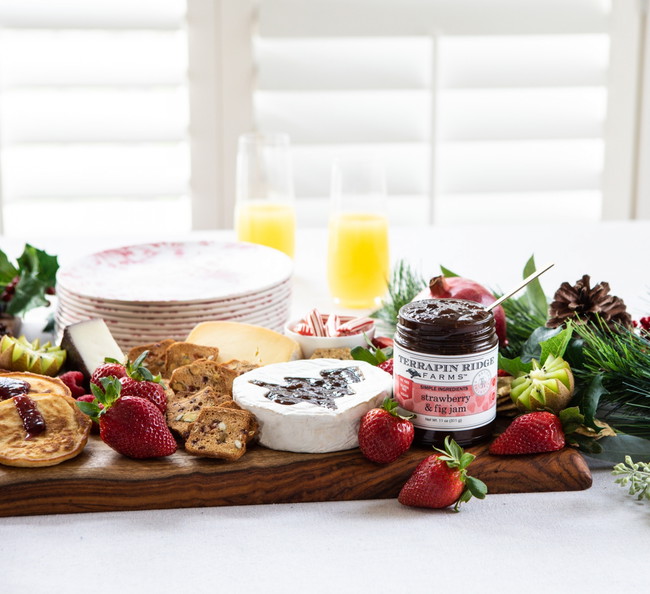 Christmas Tree Brie with Strawberry and Fig Jam