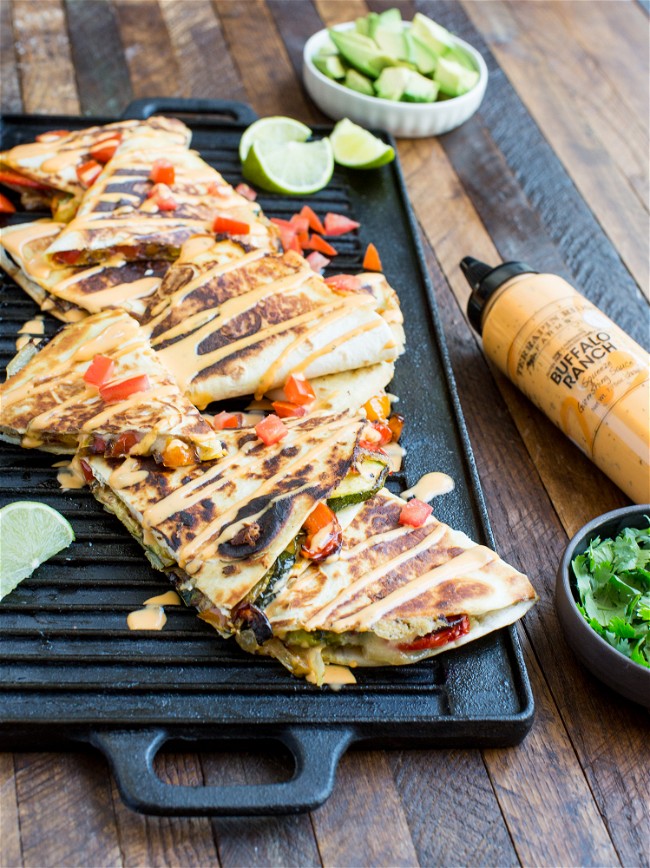 Buffalo Ranch Chicken and Vegetable Quesadilla