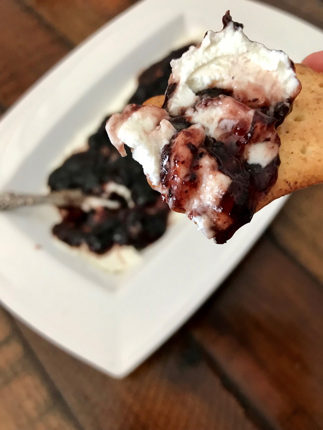 Goat Cheese Easy Appetizer with Blueberry Bourbon Pecan Jam