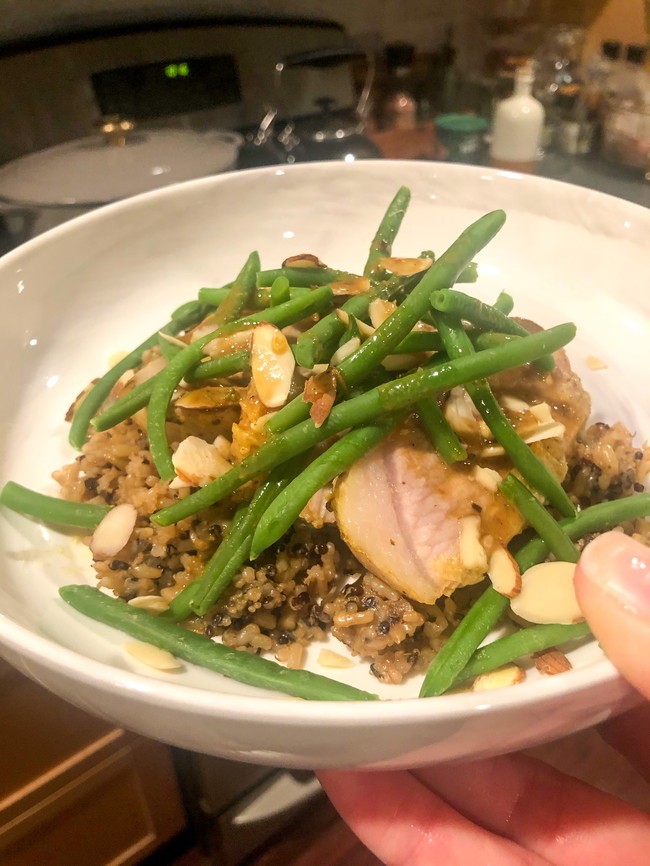 Mustard Glazed Pork Tenderloin, Brown Rice & Green Bean Casserole