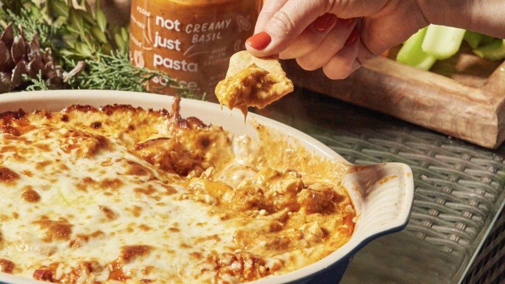 Image of Buffalo Chicken Dip with Not Just Creamy Basil Sauce